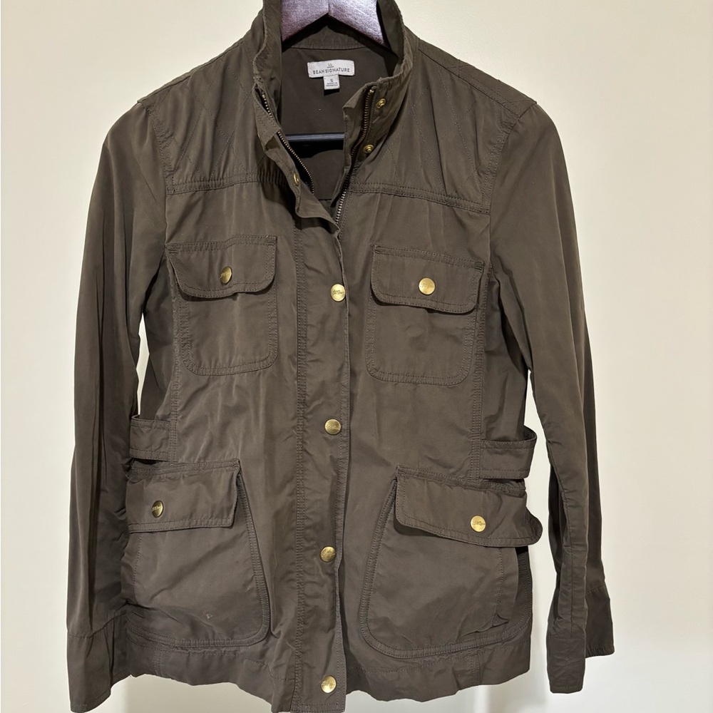 L.L. Bean Signature Brown Utility Jacket with Stand-Up Collar